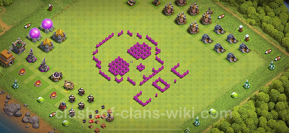 TH6 Troll Base Plan with Link, Copy Town Hall 6 Funny Art Layout 2024, #1714