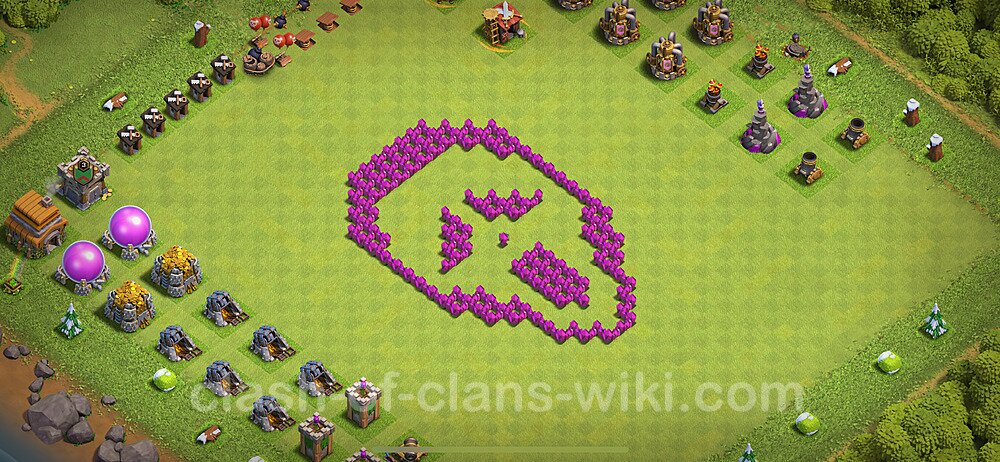 TH6 Troll Base Plan with Link, Copy Town Hall 6 Funny Art Layout 2024, #1715
