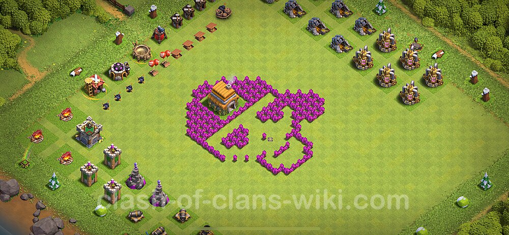 TH6 Troll Base Plan with Link, Copy Town Hall 6 Funny Art Layout 2024, #1716