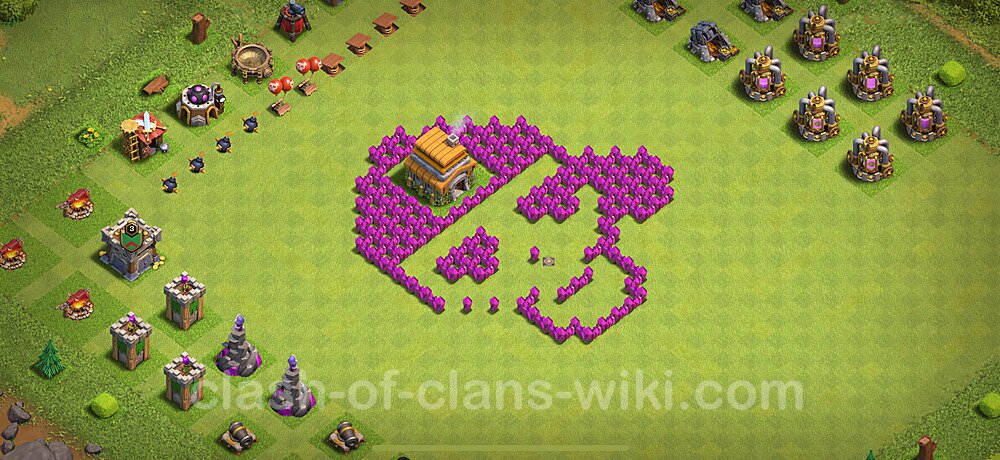 TH6 Troll Base Plan with Link, Copy Town Hall 6 Funny Art Layout 2024, #1716