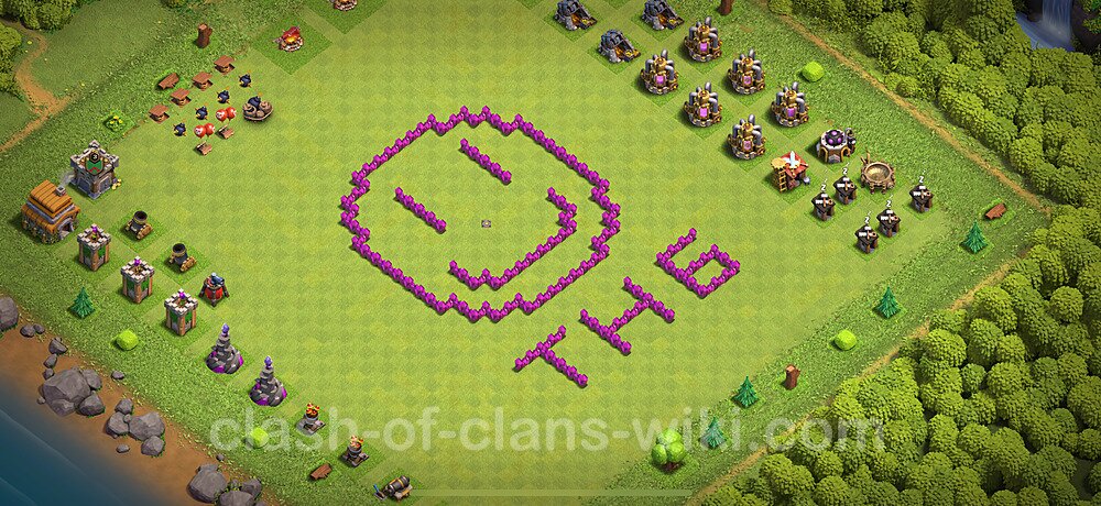 TH6 Troll Base Plan with Link, Copy Town Hall 6 Funny Art Layout 2024, #1752