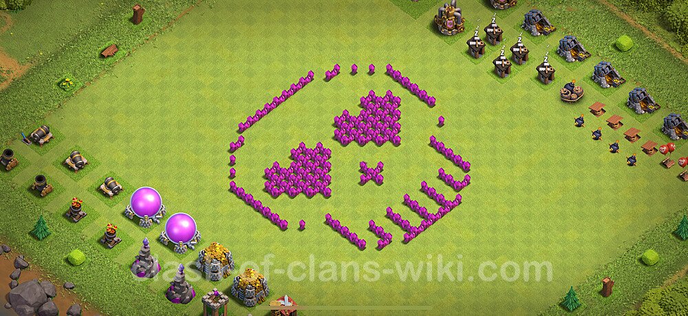 TH6 Troll Base Plan with Link, Copy Town Hall 6 Funny Art Layout 2024, #1801