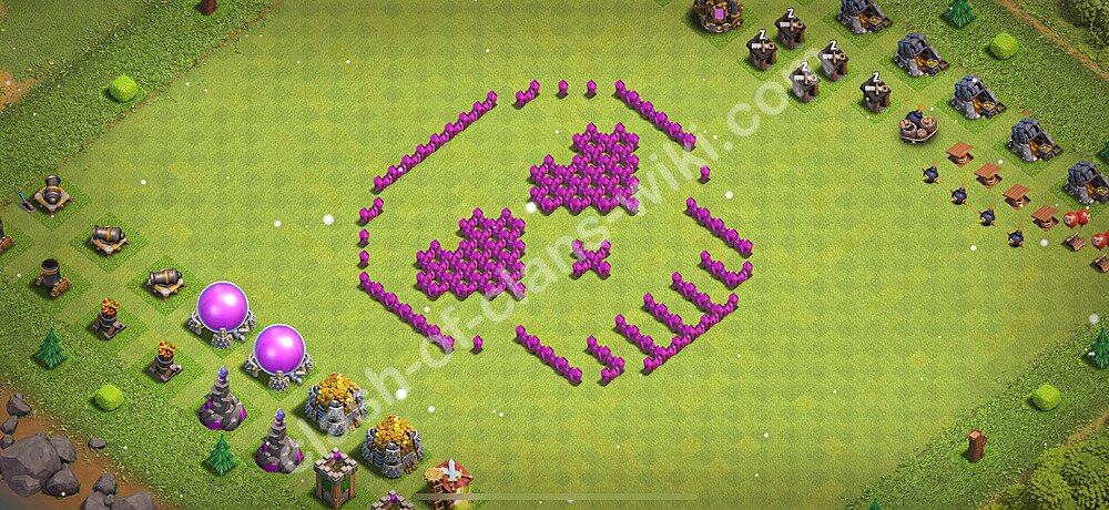 TH6 Troll Base Plan with Link, Copy Town Hall 6 Funny Art Layout 2026, #1801