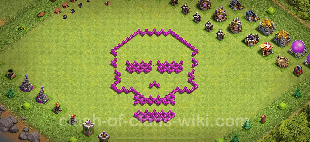 TH6 Troll Base Plan with Link, Copy Town Hall 6 Funny Art Layout 2024, #1802