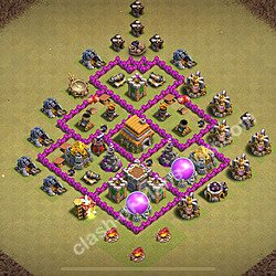 TH6 Anti 2 Stars War Base Plan with Link, Anti Air, Copy Town Hall 6 CWL Design 2026, #1780