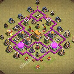 TH6 Anti 2 Stars War Base Plan with Link, Hybrid, Copy Town Hall 6 CWL Design 2026, #1834