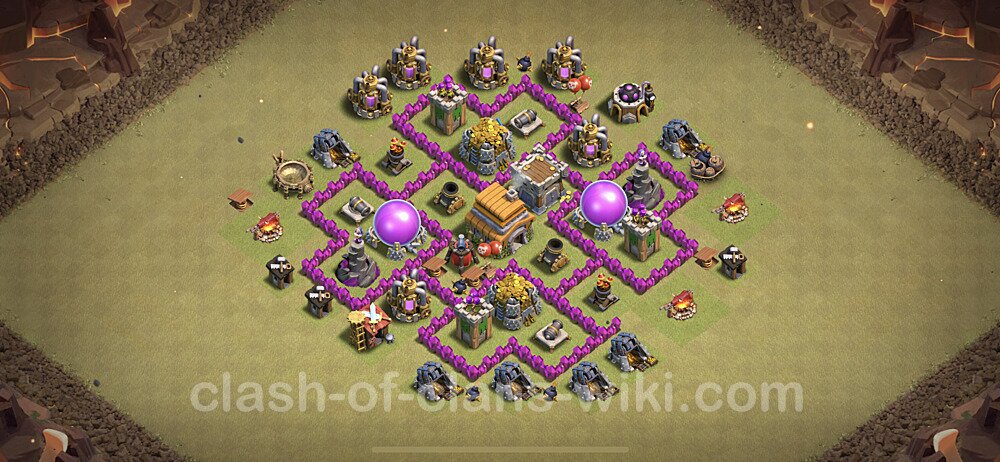 Die Clan War Base RH6 + Link, Anti 2 Sterne - COC Rathaus Level 6 Kriegsbase (CK / CW), #1