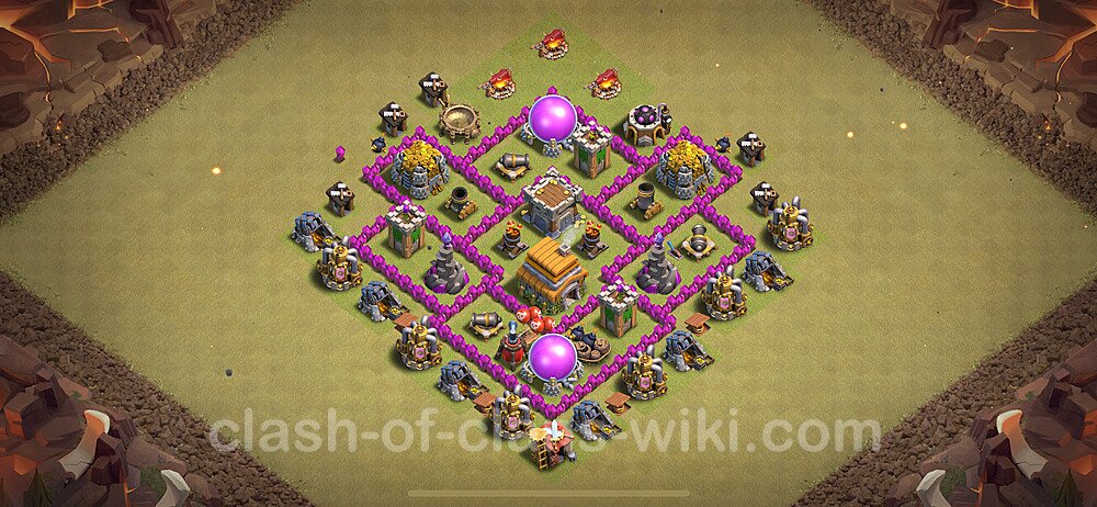Die Anti 3 Sterne Clan War Base RH6 + Link, Hybrid 2024 - COC Rathaus Level 6 Kriegsbase (CK / CW), #1558