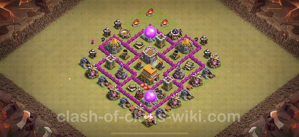 Die Anti 3 Sterne Clan War Base RH6 + Link, Hybrid 2025 - COC Rathaus Level 6 Kriegsbase (CK / CW), #1558