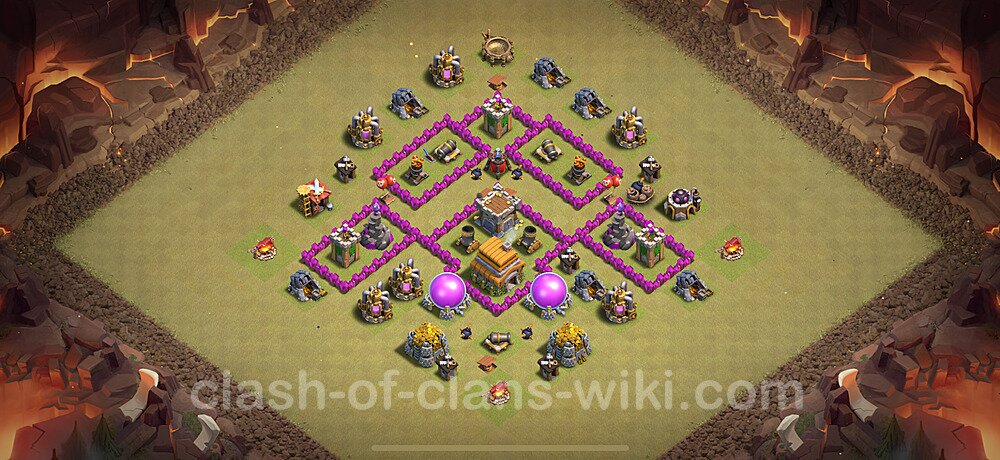 TH6 War Base Plan with Link, Copy Town Hall 6 CWL Design 2025, #1621