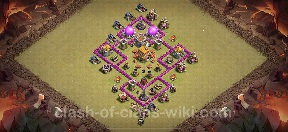 TH6 War Base Plan with Link, Anti Everything, Hybrid, Copy Town Hall 6 CWL Design 2024, #1682