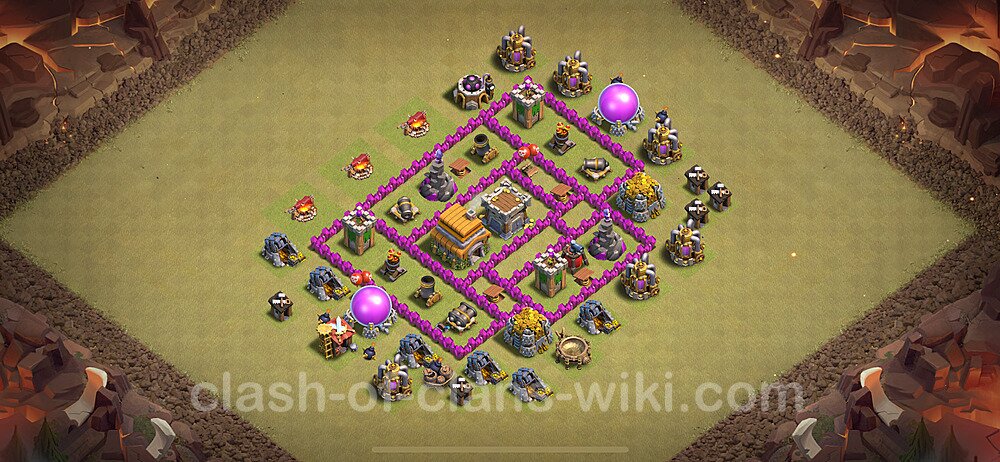 Die Anti 3 Sterne Clan War Base RH6 + Link 2024 - COC Rathaus Level 6 Kriegsbase (CK / CW), #1683