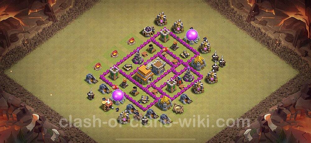 TH6 Anti 3 Stars War Base Plan with Link, Copy Town Hall 6 CWL Design 2025, #1683