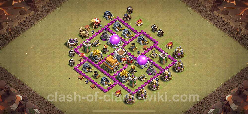Die Anti 2 Sterne Clan War Base RH6 + Link, Hybrid 2024 - COC Rathaus Level 6 Kriegsbase (CK / CW), #1685