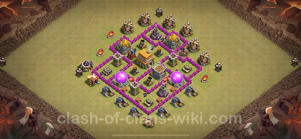 Die Clan War Base RH6 + Link, Anti Alles, Hybrid 2024 - COC Rathaus Level 6 Kriegsbase (CK / CW), #1718