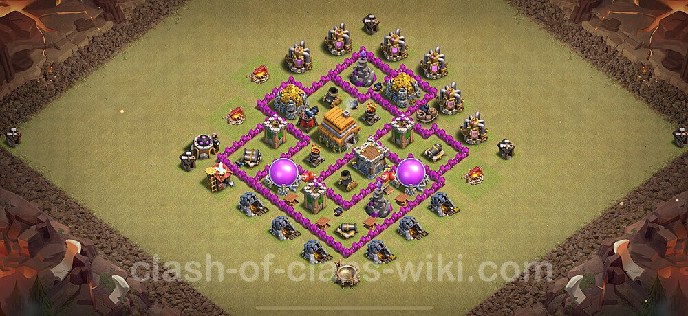 TH6 War Base Plan with Link, Anti Everything, Hybrid, Copy Town Hall 6 CWL Design 2024, #1718