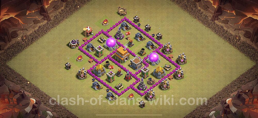 TH6 Anti 2 Stars War Base Plan with Link, Anti Everything, Copy Town Hall 6 CWL Design 2025, #1761