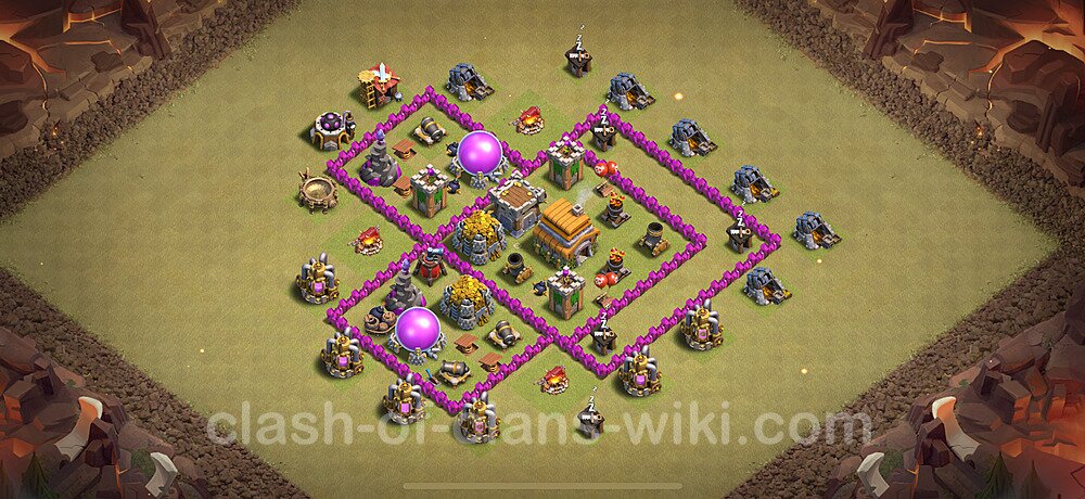 TH6 War Base Plan with Link, Copy Town Hall 6 CWL Design 2024, #1779