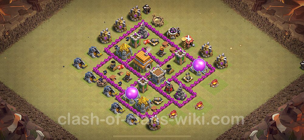 Die Maximal Clan War Base RH6 + Link, Anti Alles 2024 - COC Rathaus Level 6 Kriegsbase (CK / CW), #1781