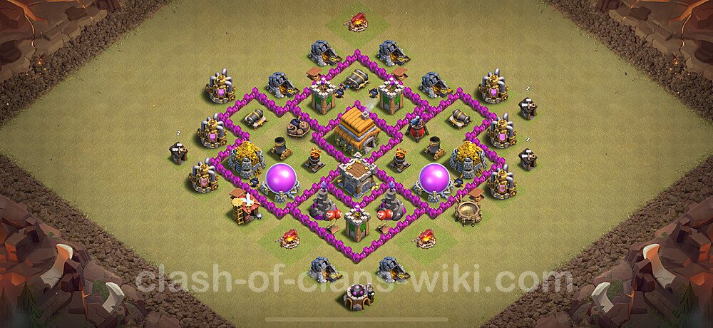 TH6 Anti 3 Stars War Base Plan with Link, Anti Everything, Copy Town Hall 6 CWL Design 2024, #1807