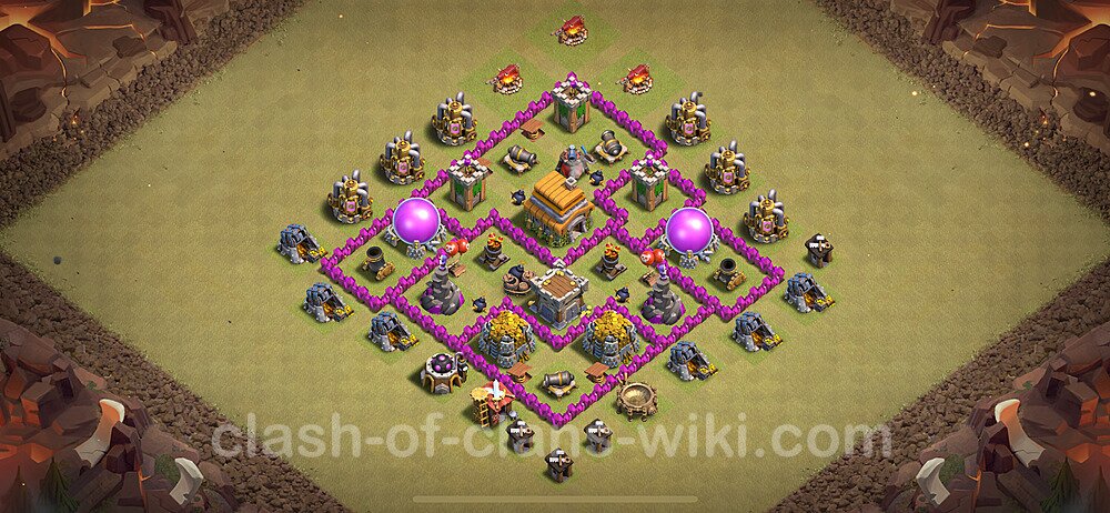 Die Maximal Clan War Base RH6 + Link, Hybrid 2024 - COC Rathaus Level 6 Kriegsbase (CK / CW), #1809