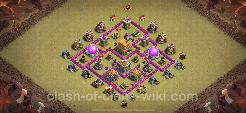 TH6 Max Levels War Base Plan with Link, Hybrid, Copy Town Hall 6 CWL Design 2024, #1809