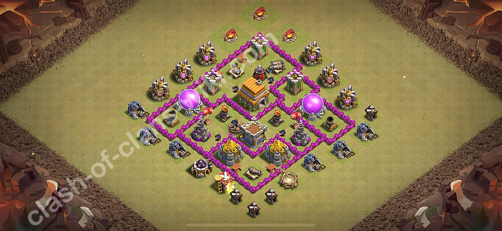 TH6 Max Levels War Base Plan with Link, Hybrid, Copy Town Hall 6 CWL Design 2026, #1809