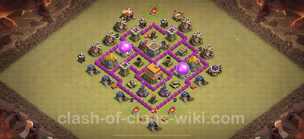 TH6 Anti 2 Stars War Base Plan with Link, Anti Everything, Copy Town Hall 6 CWL Design 2024, #1810