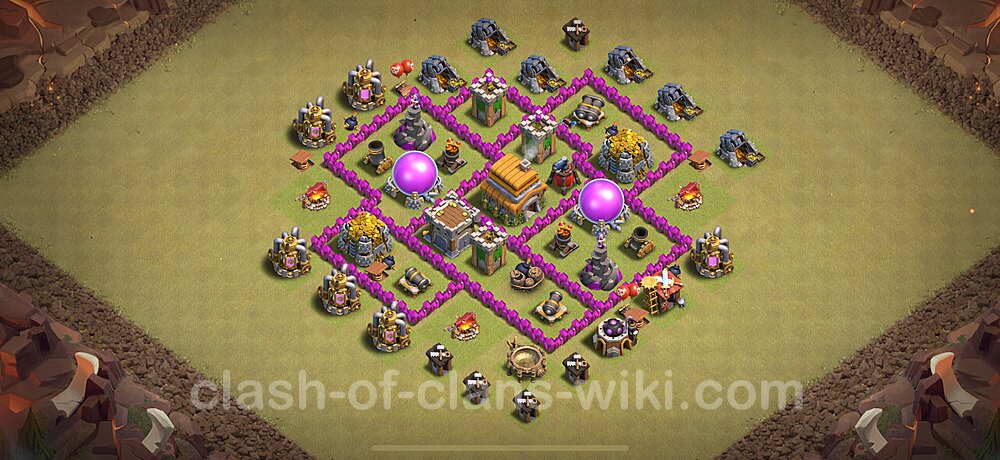 TH6 War Base Plan with Link, Anti Everything, Hybrid, Copy Town Hall 6 CWL Design 2024, #1832