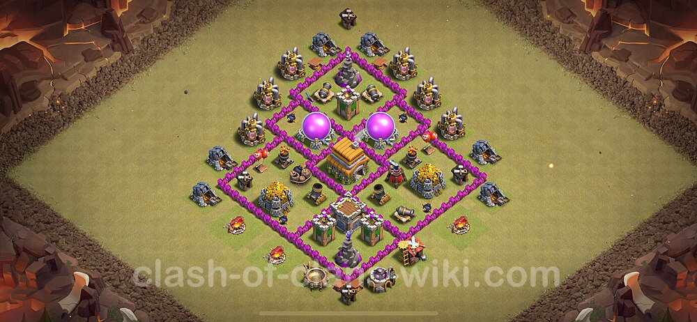 Die Maximal Clan War Base RH6 + Link, Anti Alles 2024 - COC Rathaus Level 6 Kriegsbase (CK / CW), #1833