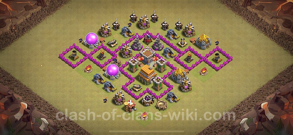 TH6 Max Levels War Base Plan with Link, Anti Everything, Copy Town Hall 6 CWL Design 2024, #2166