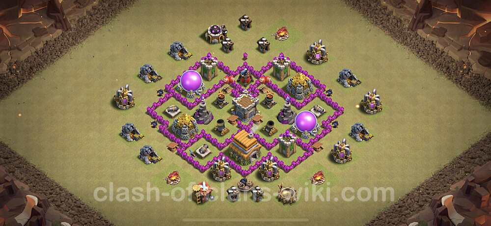 TH6 Max Levels War Base Plan with Link, Anti Air, Hybrid, Copy Town Hall 6 CWL Design, #24