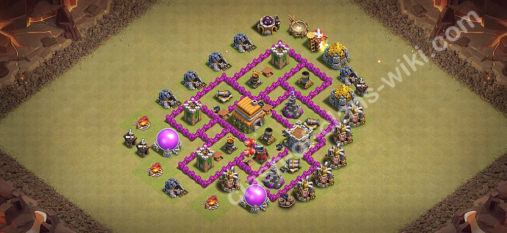 TH6 Anti 3 Stars War Base Plan with Link, Anti Everything, Copy Town Hall 6 CWL Design 2026, #3380