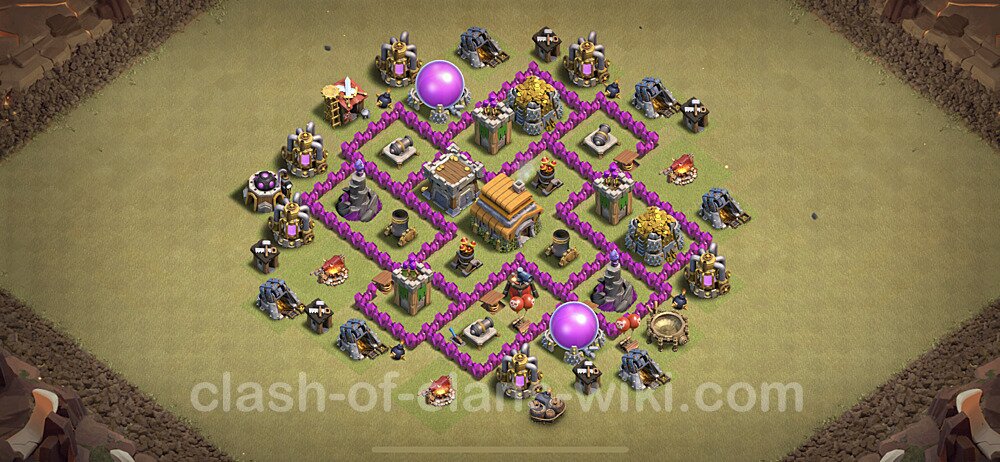 Die Clan War Base RH6 + Link, Anti Air - COC Rathaus Level 6 Kriegsbase (CK / CW), #38