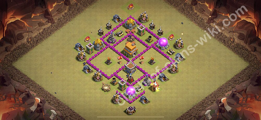 TH6 Anti 3 Stars War Base Plan with Link, Anti Air, Copy Town Hall 6 CWL Design 2026, #40
