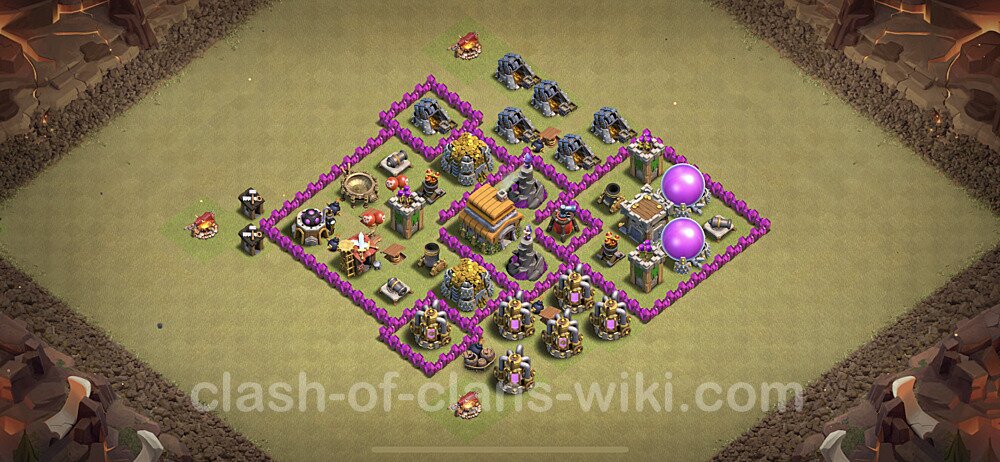 TH6 War Base Plan with Link, Anti Everything, Hybrid, Copy Town Hall 6 CWL Design, #45