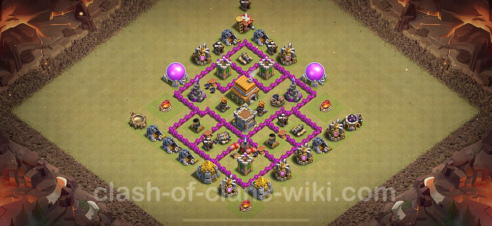 TH6 Anti 2 Stars War Base Plan with Link, Anti Air, Copy Town Hall 6 CWL Design, #47