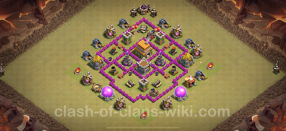 TH6 Anti 3 Stars War Base Plan with Link, Anti Everything, Copy Town Hall 6 CWL Design, #48