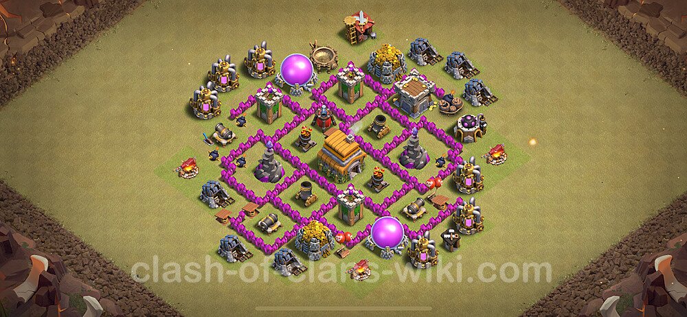 Die Anti 3 Sterne Clan War Base RH6 + Link 2024 - COC Rathaus Level 6 Kriegsbase (CK / CW), #53