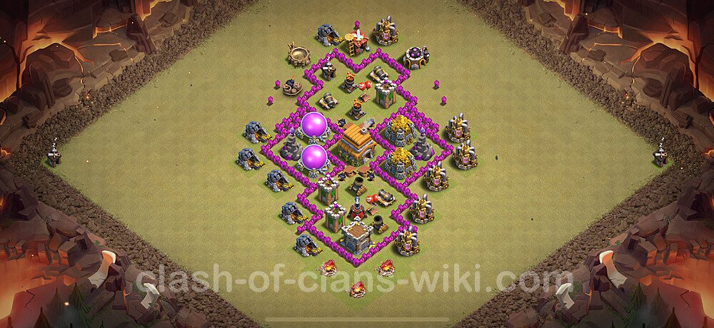 TH6 War Base Plan with Link, Hybrid, Copy Town Hall 6 CWL Design 2025, #54