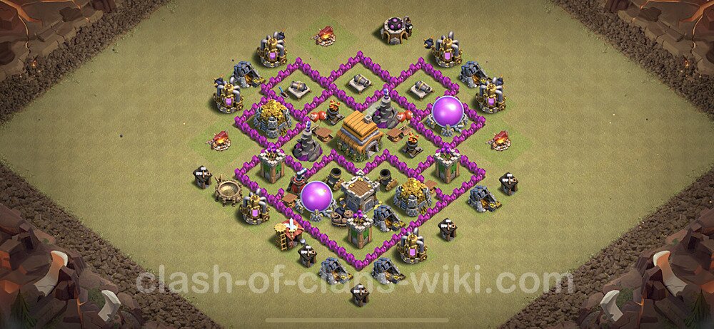 TH6 Max Levels War Base Plan with Link, Anti Everything, Hybrid, Copy Town Hall 6 CWL Design, #9