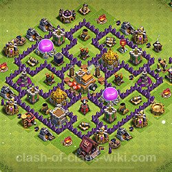 Anti Everything TH7 Base Plan with Link, Hybrid, Copy Town Hall 7 Design, #416