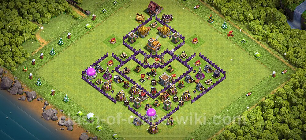 Diseño de aldea Anti 3 Estrellas Ayuntamiento 7 Copiar, Híbrido - COC TH7 Perfecta Distribucion 2025 + Enlace, #1005
