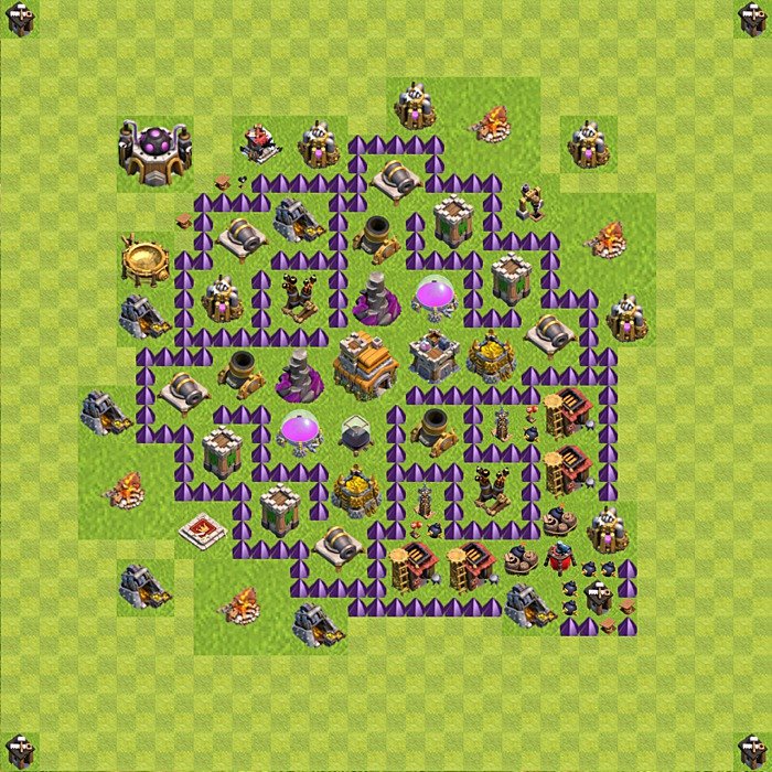 TH7 Trophy Base Plan, Town Hall 7 Base Design, #104