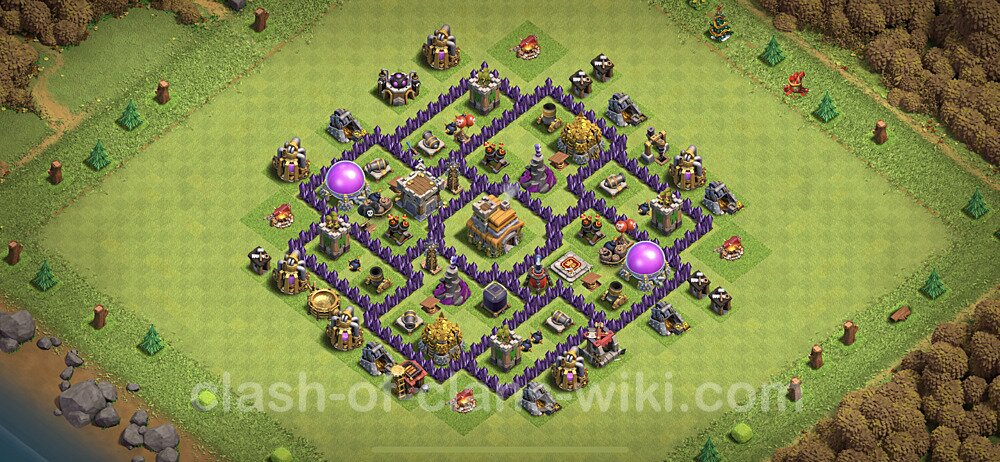 Anti Everything TH7 Base Plan with Link, Hybrid, Copy Town Hall 7 Design, #124