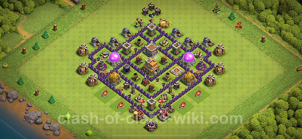 TH7 Anti 2 Stars Base Plan with Link, Anti Everything, Copy Town Hall 7 Base Design 2024, #1902