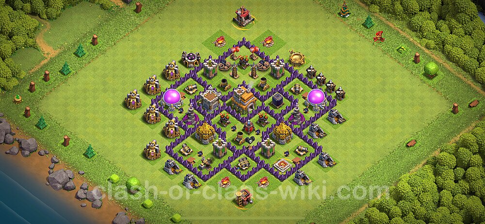 TH7 Anti 2 Stars Base Plan with Link, Copy Town Hall 7 Base Design 2024, #2135