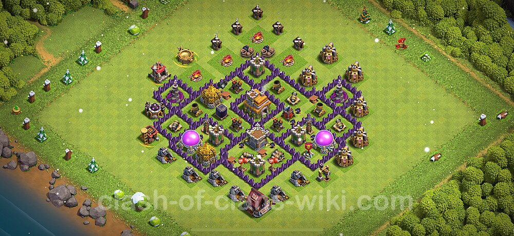 TH7 Anti 3 Stars Base Plan with Link, Hybrid, Copy Town Hall 7 Base Design 2025, #2376