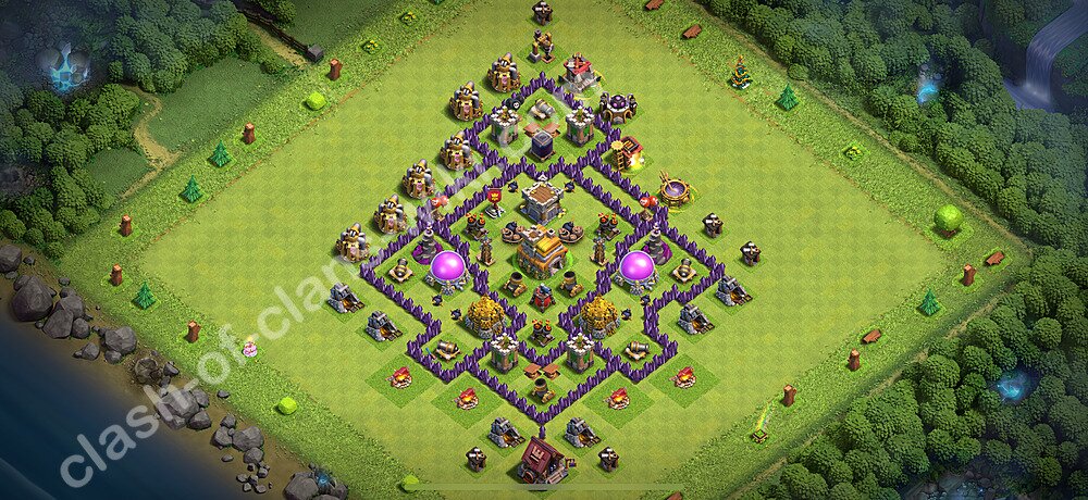 TH7 Anti 2 Stars Base Plan with Link, Anti Everything, Copy Town Hall 7 Base Design 2025, #2412