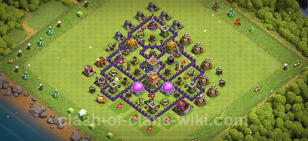 Municipio livello 7 Anti 3 Stelle Base + Link, Anti Air / Dragon - Miglior Disposizione Villaggio per Difesa COC 2025 TH7, #2429